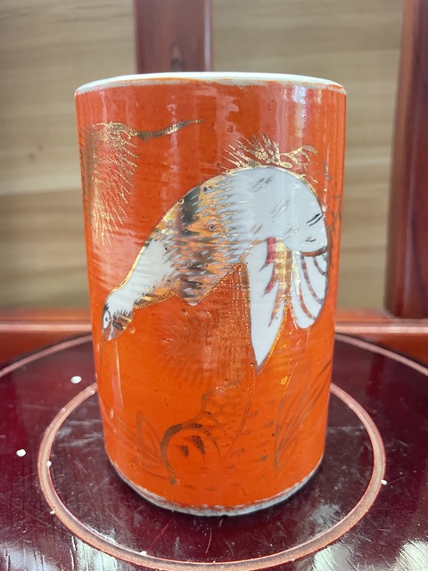 古玩陶瓷松鶴紋筆筒真品鑒賞圖