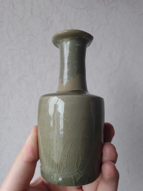 古玩陶瓷龍泉窯青釉紙捶瓶真品鑒賞圖