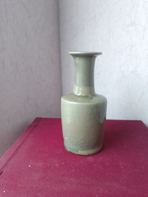 古玩陶瓷龍泉窯青釉紙捶瓶真品鑒賞圖