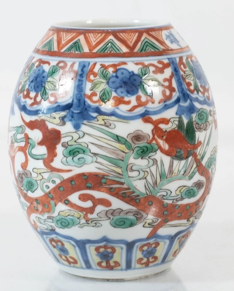 古玩陶瓷青花五彩罐真品鑒賞圖