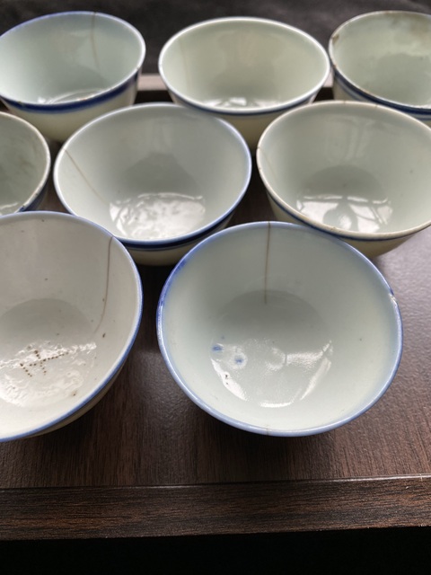 古玩陶瓷(隨拍)一組民國青花旋紋小酒盅拍賣,當前價格168元