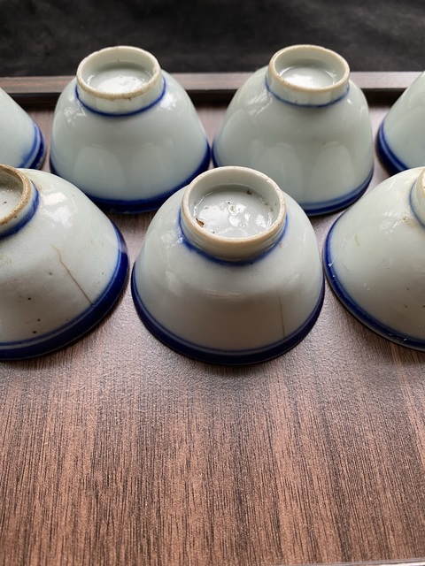 古玩陶瓷(隨拍)一組民國青花旋紋小酒盅拍賣,當前價格168元
