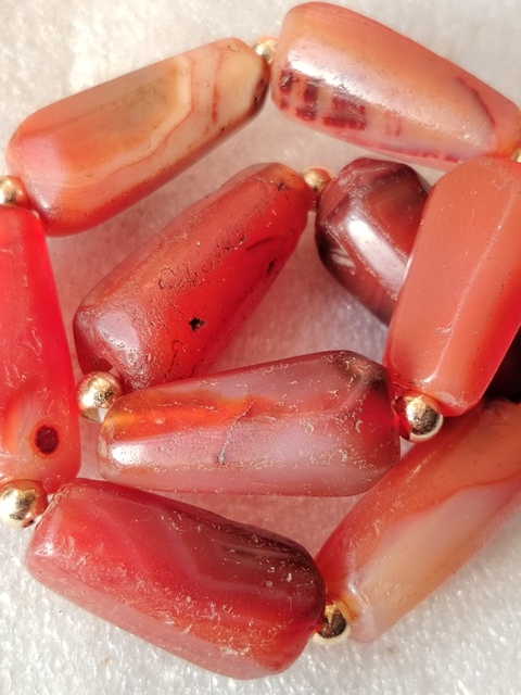 古玩玉器老紅瑪瑙珠手串拍賣，當前價格420元