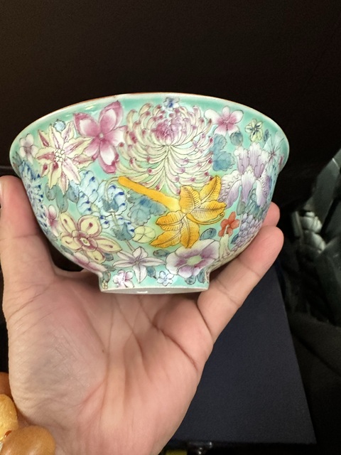 古玩陶瓷粉彩百花不落地碗真品鑒賞圖