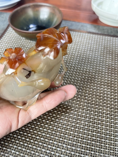 古玩玉器天然瑪瑙水洗真品鑒賞圖