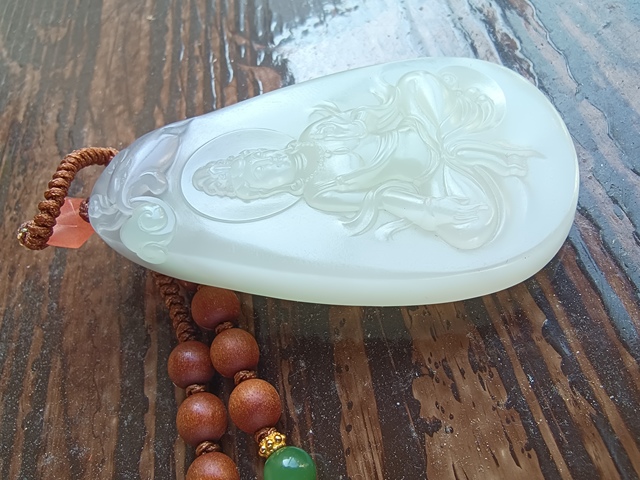 古玩玉器玉觀音掛墜真品鑒賞圖