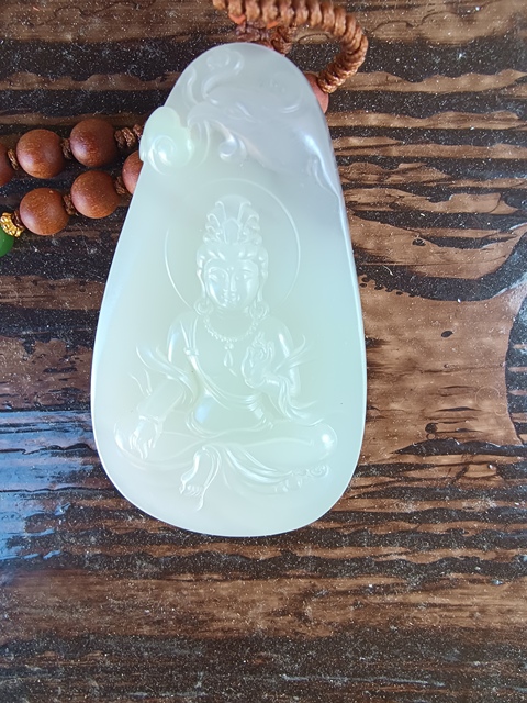 古玩玉器玉觀音掛墜真品鑒賞圖