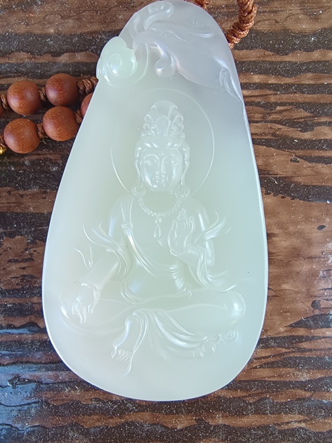 古玩玉器玉觀音掛墜真品鑒賞圖