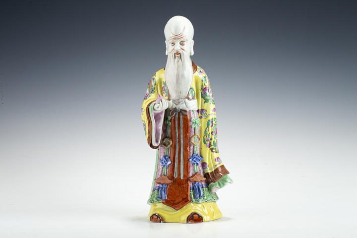 古玩陶瓷民國解放初·粉彩壽星塑像真品鑒賞圖