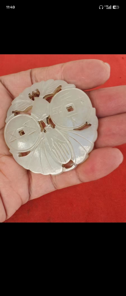 古玩玉器和田玉雕“福在眼前”佩真品鑒賞圖