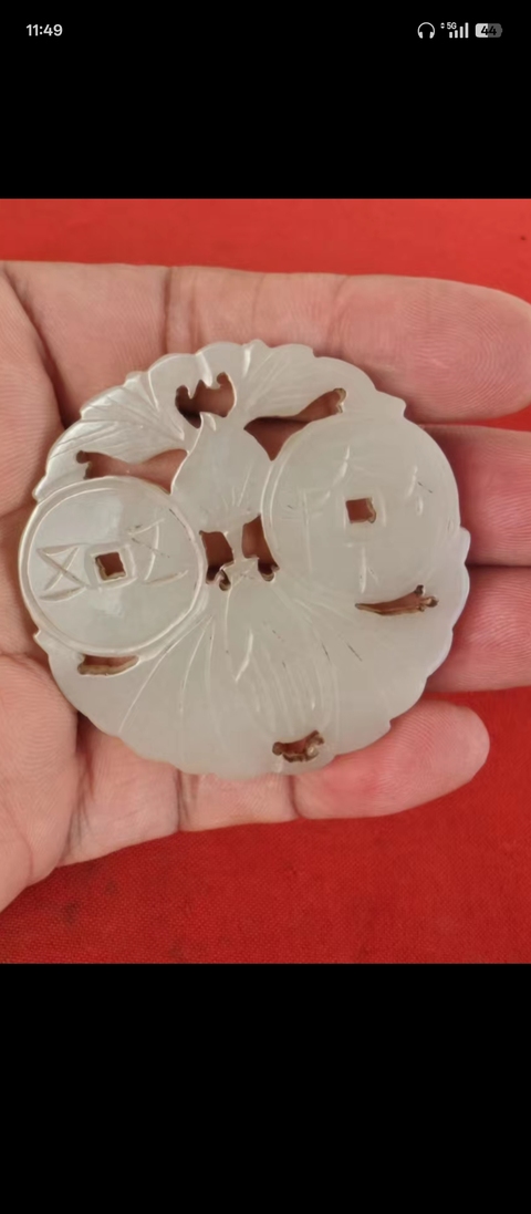 古玩玉器和田玉雕“福在眼前”佩真品鑒賞圖