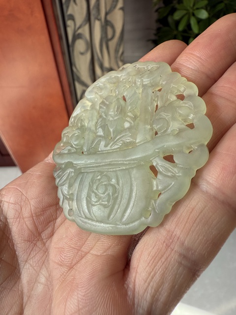 古玩玉器花籃佩真品鑒賞圖