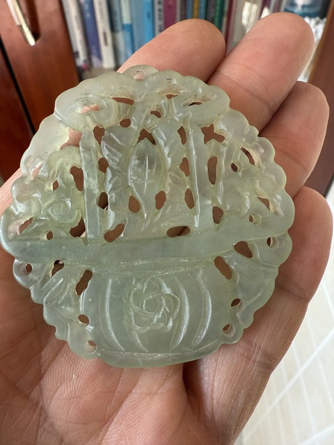 古玩玉器花籃佩真品鑒賞圖