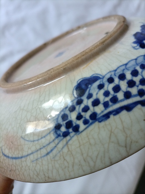 古玩陶瓷青花過墻龍紋盤真品鑒賞圖