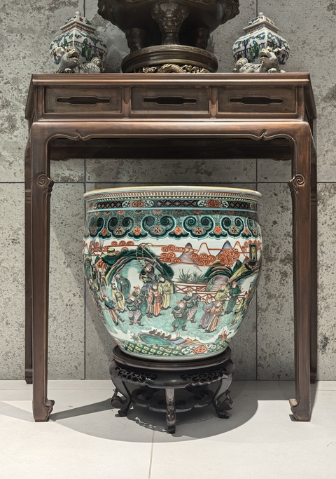 古玩陶瓷五彩人物故事紋卷缸（同類最大缸）拍賣，當前價格168888元