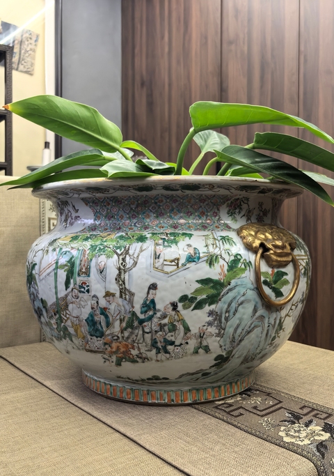 古玩陶瓷咸豐五彩（東山再起）獅耳爐(或?yàn)轸~缸)拍賣，當(dāng)前價(jià)格68888元