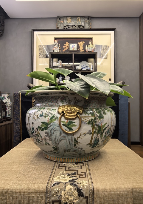 古玩陶瓷咸豐五彩（東山再起）獅耳爐(或?yàn)轸~缸)拍賣，當(dāng)前價(jià)格68888元