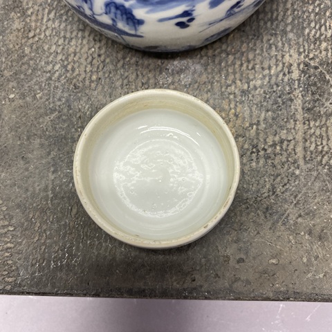 古玩陶瓷人物山水紋青花蓋罐真品鑒賞圖