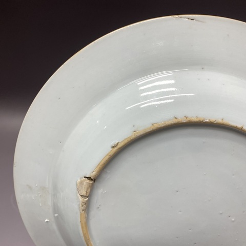 古玩陶瓷花卉鶴紋粉彩盤真品鑒賞圖