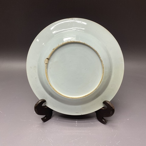 古玩陶瓷花卉鶴紋粉彩盤真品鑒賞圖