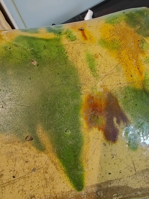 古玩陶瓷石灣馬鞍形三彩枕真品鑒賞圖