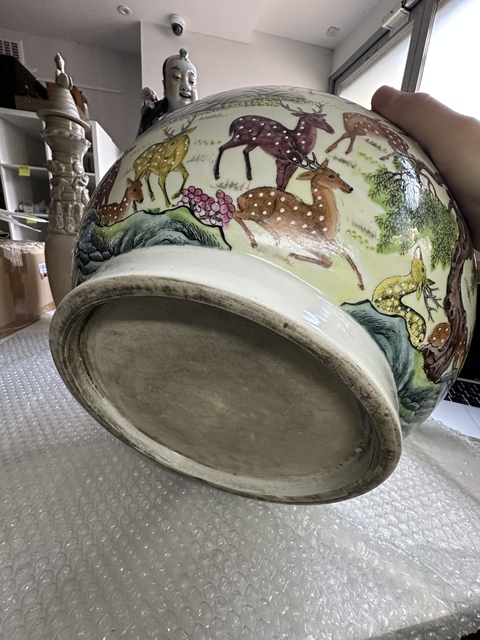 古玩陶瓷粉彩百鹿尊真品鑒賞圖