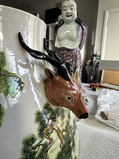 古玩陶瓷粉彩百鹿尊真品鑒賞圖