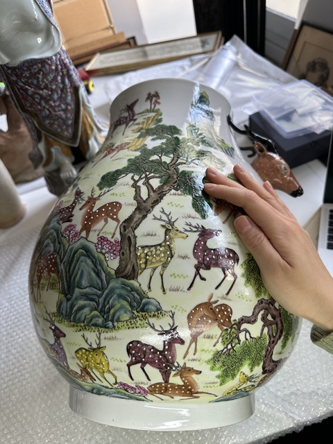 古玩陶瓷粉彩百鹿尊真品鑒賞圖