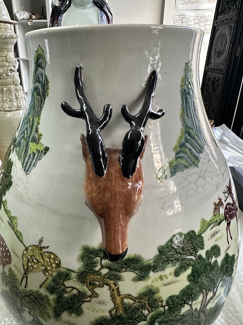 古玩陶瓷粉彩百鹿尊真品鑒賞圖