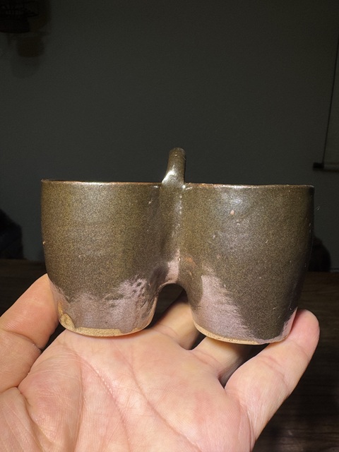 古玩陶瓷雙鏈鳥食??真品鑒賞圖