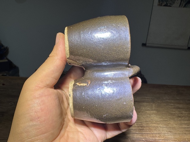 古玩陶瓷雙鏈鳥食??真品鑒賞圖