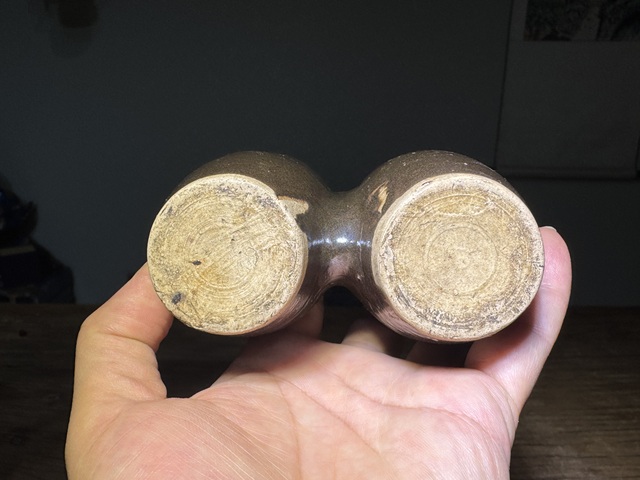 古玩陶瓷雙鏈鳥食??真品鑒賞圖