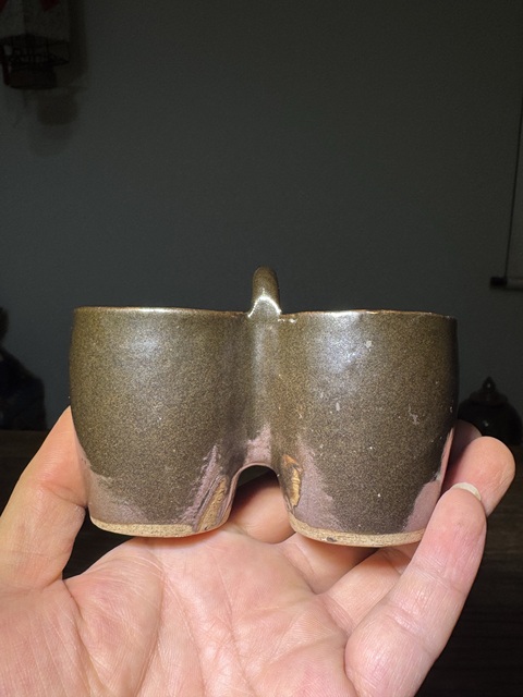 古玩陶瓷雙鏈鳥食??真品鑒賞圖