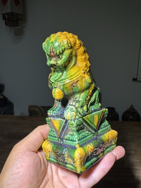 古玩陶瓷清代,三彩獅子拍賣,當前價格138元