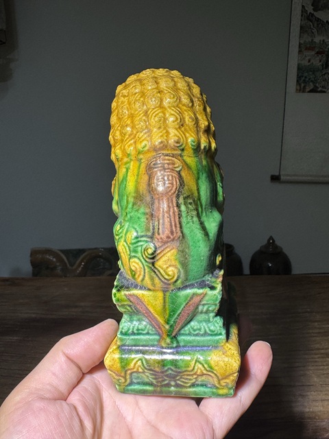 古玩陶瓷清代,三彩獅子拍賣,當前價格138元