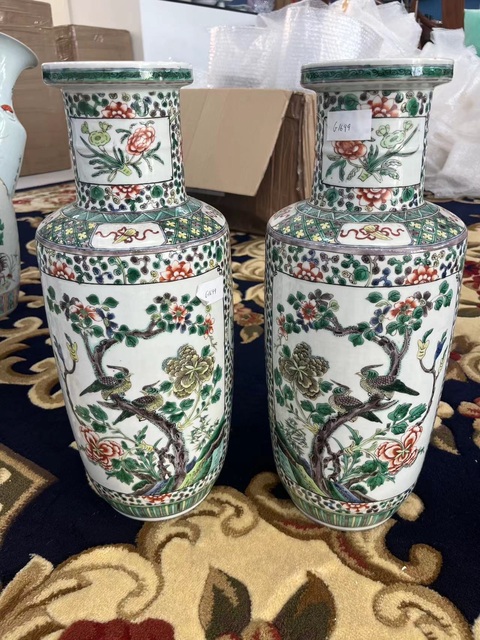 古玩陶瓷五彩花鳥紋棒槌瓶真品鑒賞圖