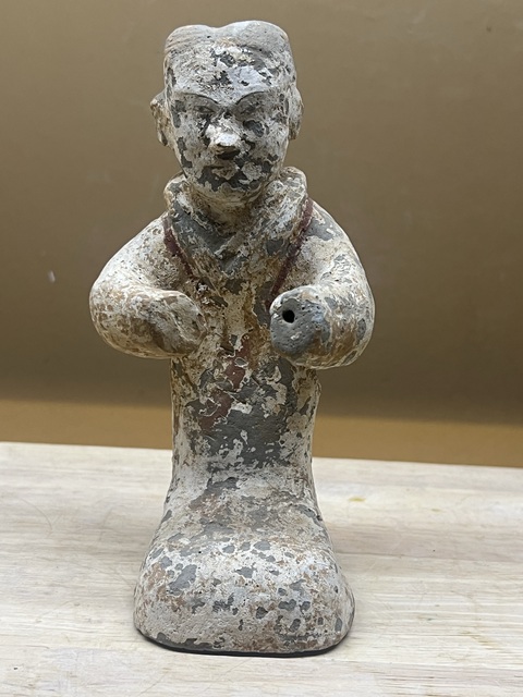 古玩陶瓷漢·彩繪跪抱俑真品鑒賞圖