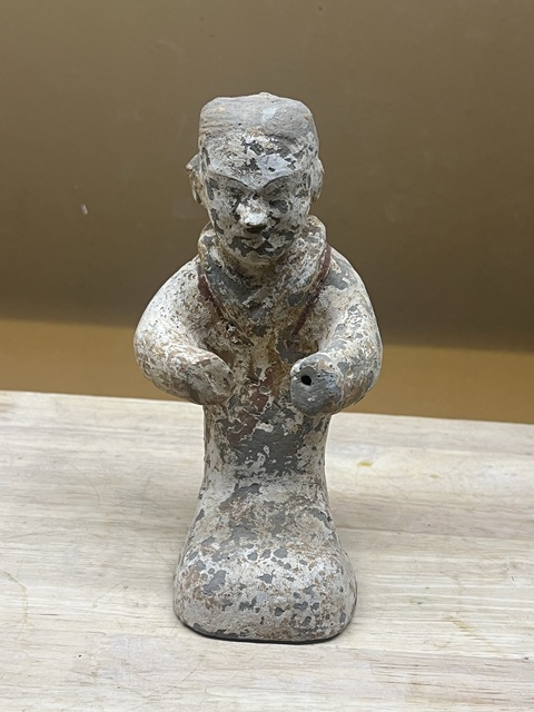 古玩陶瓷漢·彩繪跪抱俑真品鑒賞圖