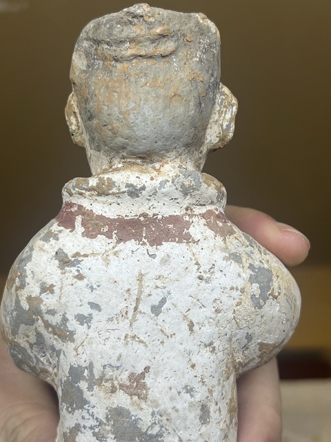 古玩陶瓷漢·彩繪跪抱俑真品鑒賞圖