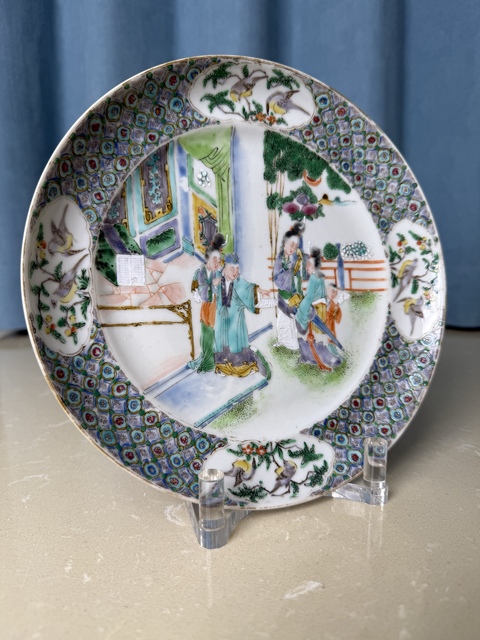 古玩陶瓷清咸豐 極品五彩西廂記人物故事紋盤拍賣,當前價格2500元