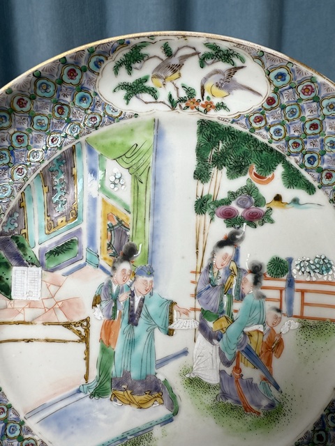 古玩陶瓷清咸豐 極品五彩西廂記人物故事紋盤拍賣,當前價格2500元