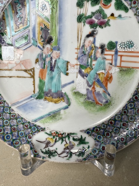 古玩陶瓷清咸豐 極品五彩西廂記人物故事紋盤拍賣,當前價格2500元