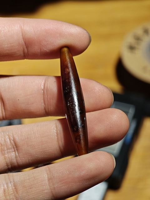 古玩玉器老瑪瑙管珠真品鑒賞圖