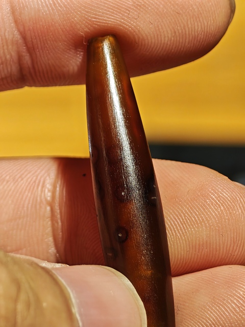 古玩玉器老瑪瑙管珠真品鑒賞圖