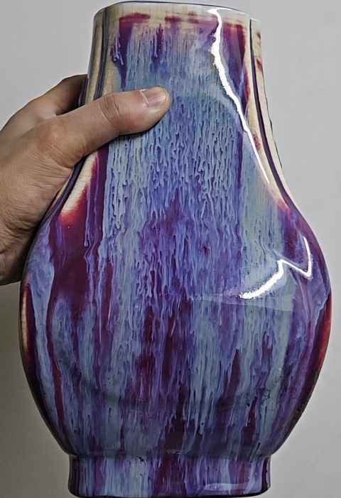 古玩陶瓷窯變釉貫耳尊真品鑒賞圖