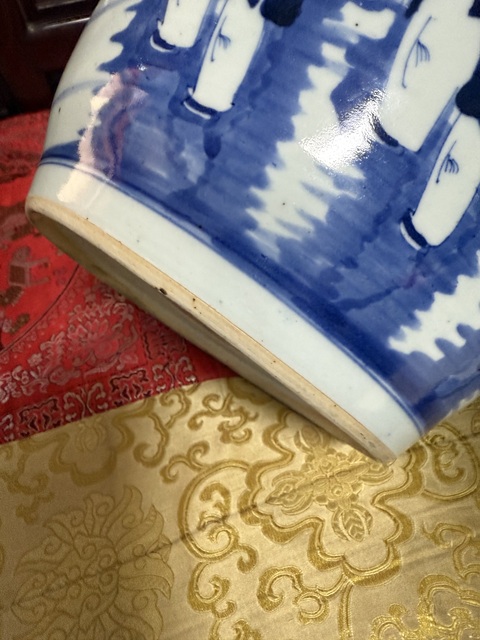 古玩陶瓷青花麒麟送子圖罐真品鑒賞圖