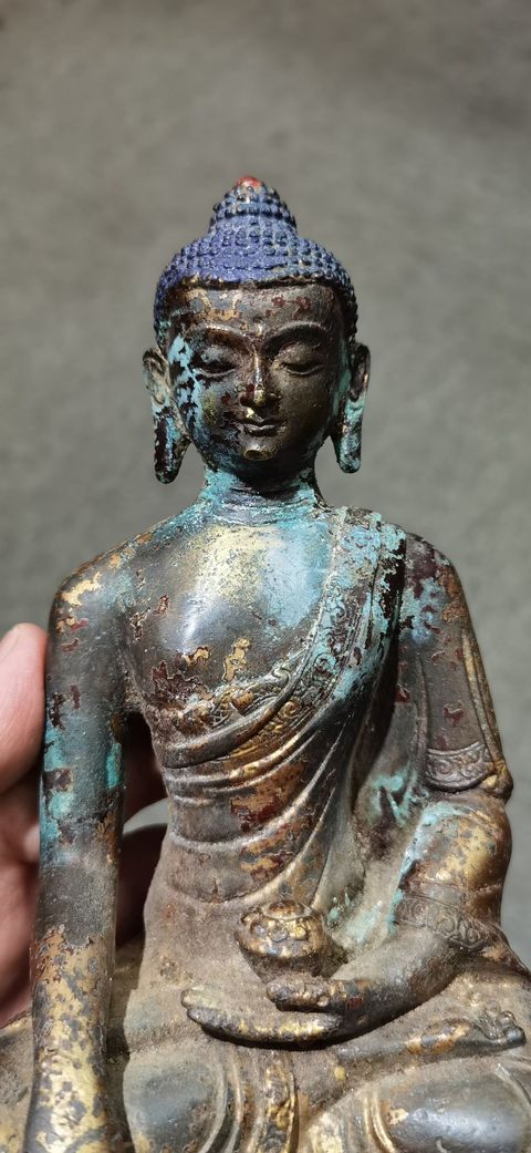 古玩銅器銅鎏金釋迦摩尼真品鑒賞圖