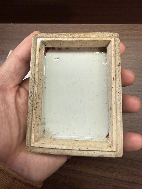 古玩陶瓷清中期淡描青花印泥盒真品鑒賞圖