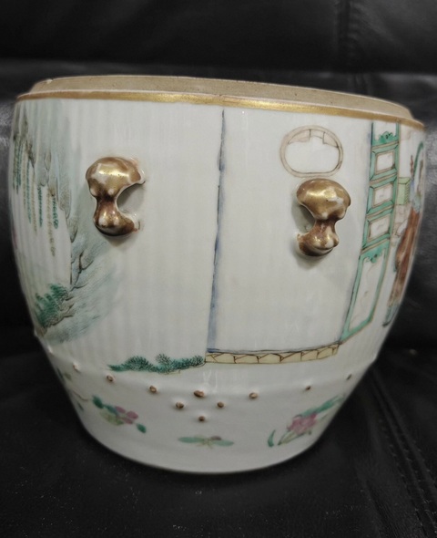 古玩陶瓷清光緒 粉彩人物紋糖缸真品鑒賞圖