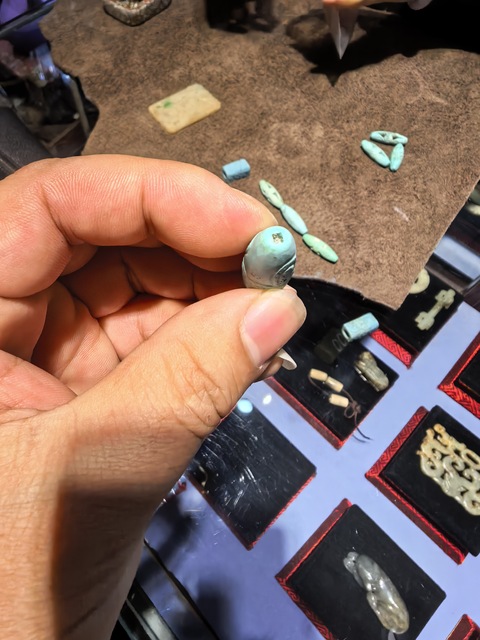 古玩玉器仿古松石管珠真品鑒賞圖